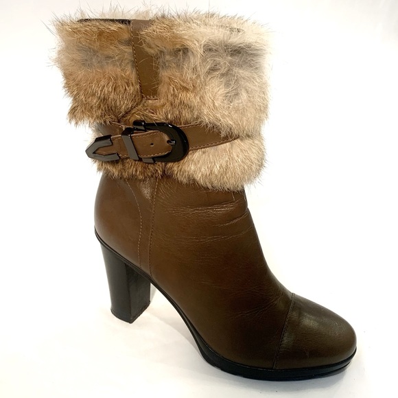 Aquatalia Pop Canyon Calf Leather Bootie with Fur - Picture 5 of 6
